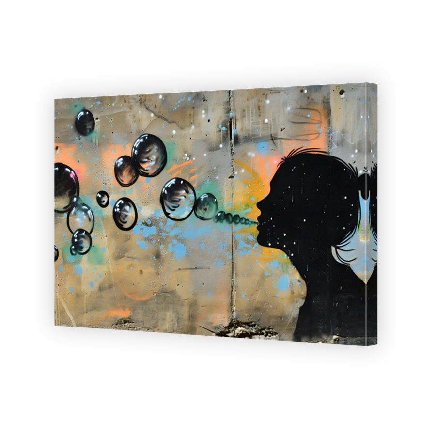 Girl Blowing Bubbles Street Art