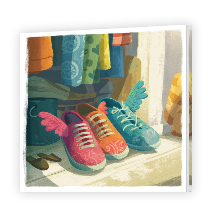 Whimsical Flying Sneakers Artwork