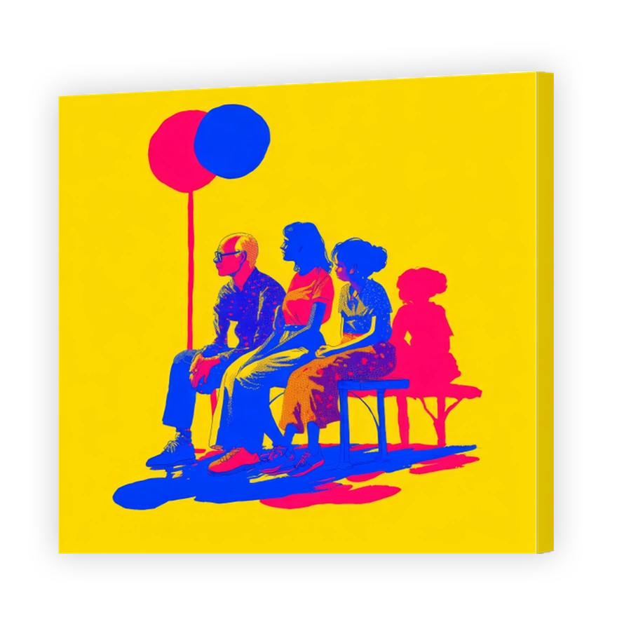 Colourful family portrait with balloons