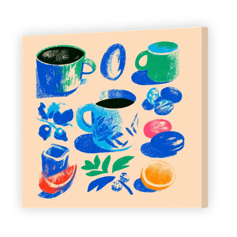 Vibrant Still Life of Coffee and Fruit Art