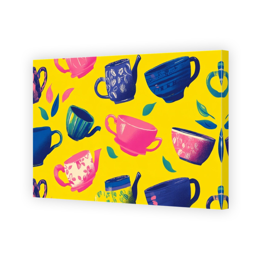 Vibrant Teacups and Teapots Digital Art