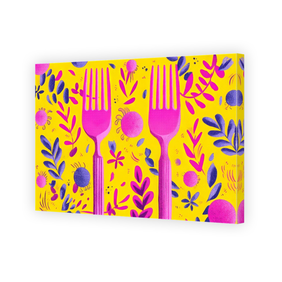 Vibrant Pink Forks with Floral Accents