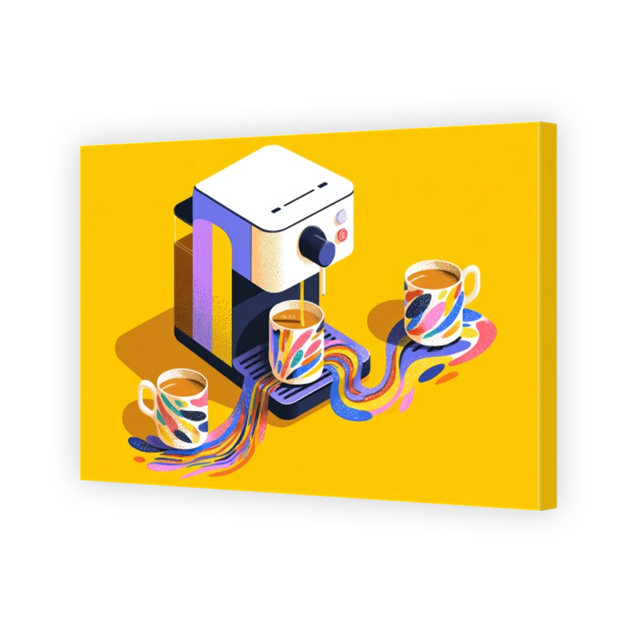 Vibrant Coffee Machine Pouring Colourful Drinks