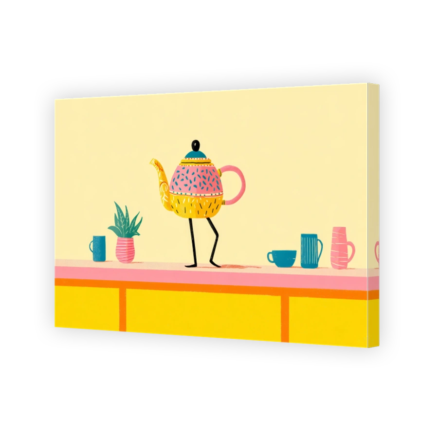 Quirky walking teapot with colourful design
