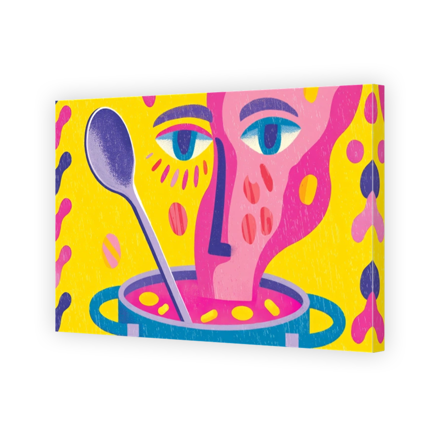 Abstract Face with Spoon in Pot