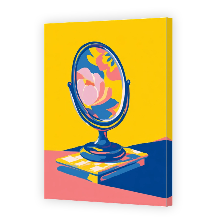 Vibrant Mirror with Flower Reflection Digital Art