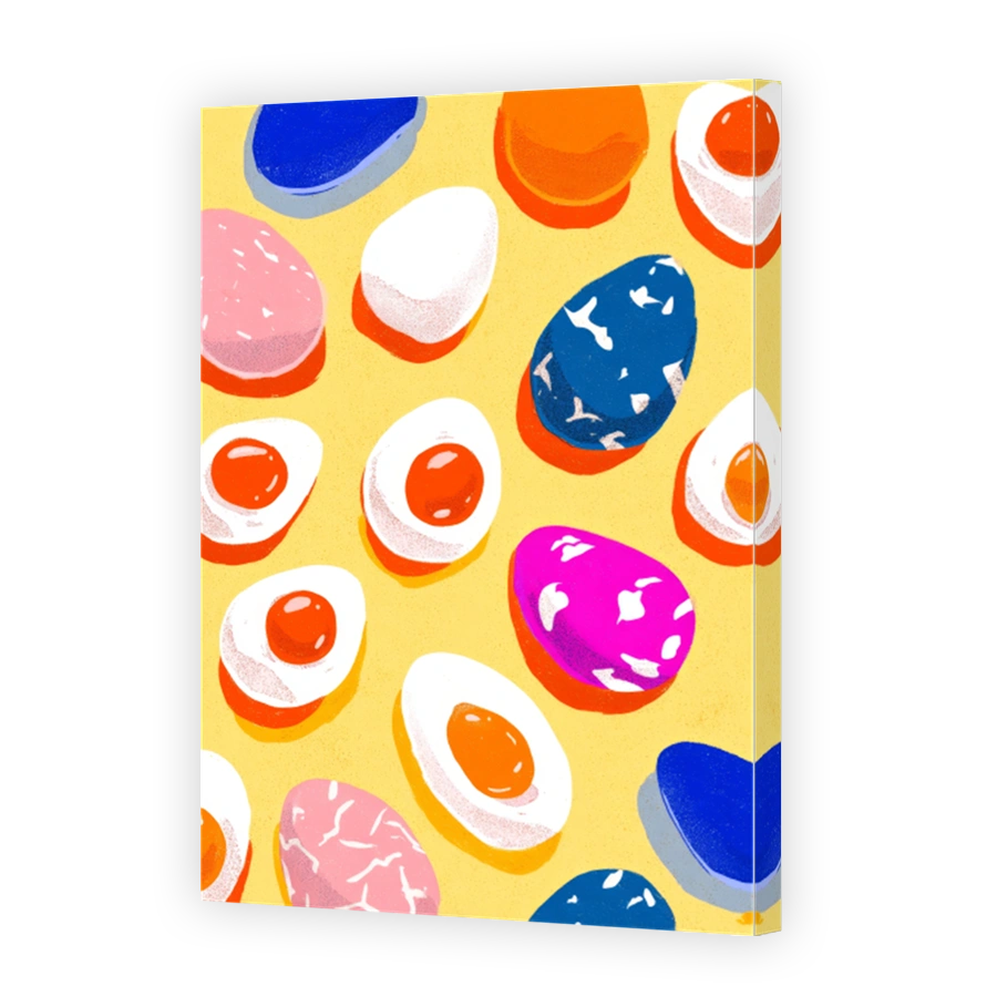 Colourful eggs in a playful digital art style