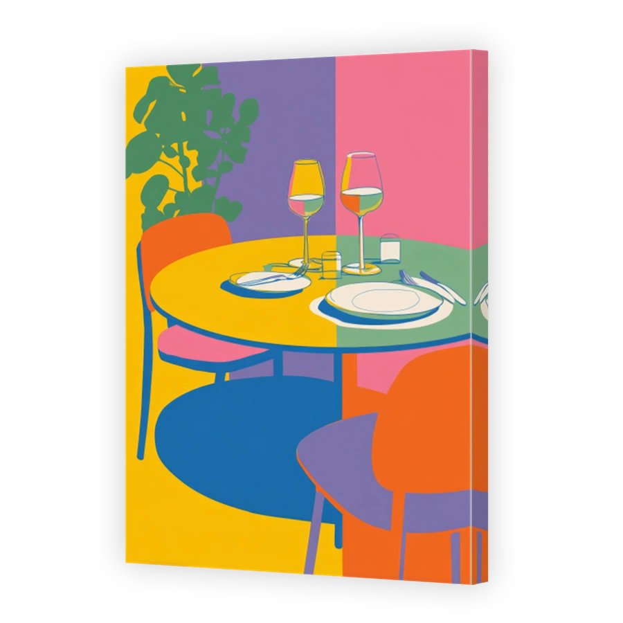 Vibrant Dining Table Setting with Wine Glasses