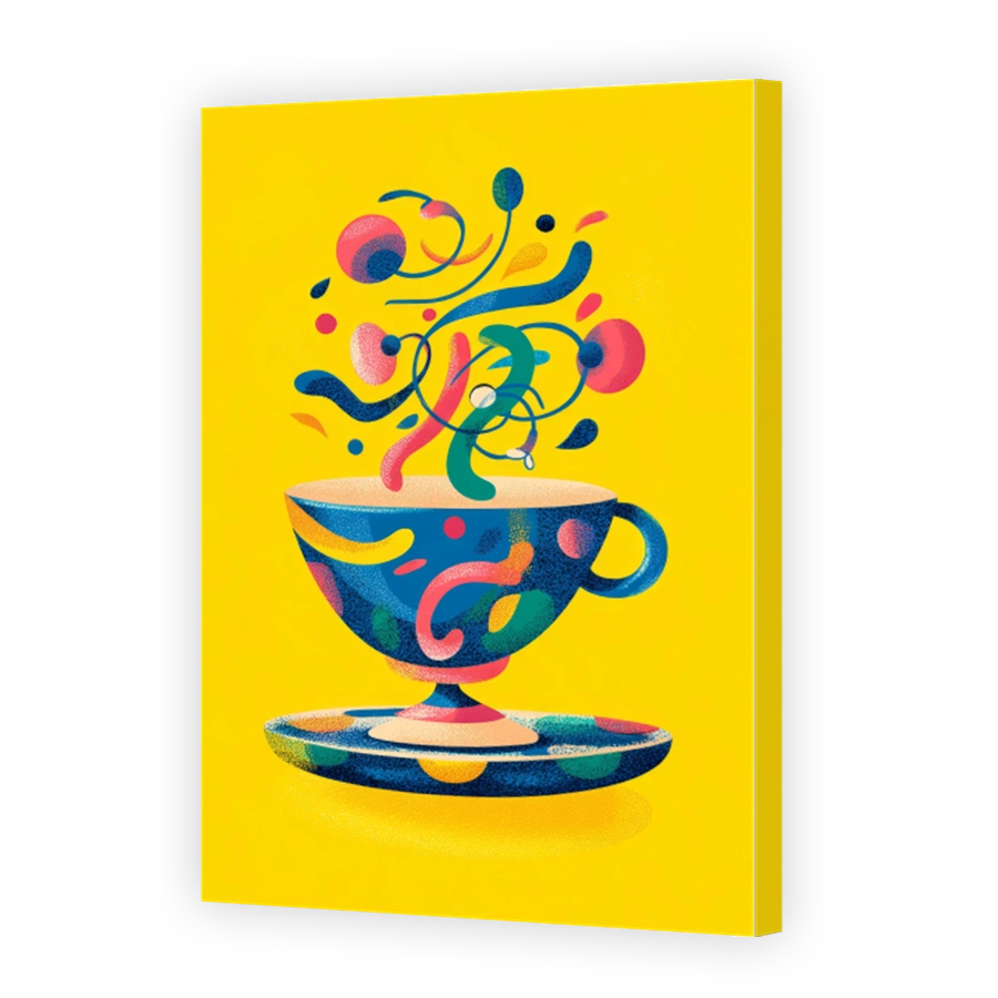 Vibrant Abstract Shapes Bursting From A Coffee Cup