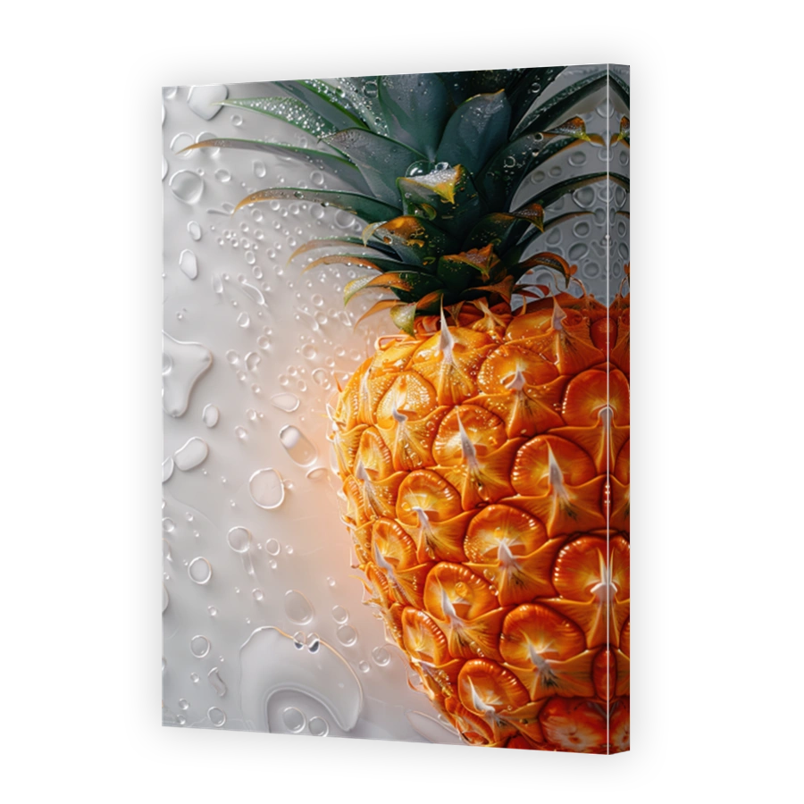 Close Up Of Pineapple Lying On A Background With Water Drops