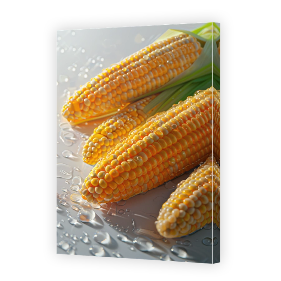 Close Up Of Corn Lying On A Background With Water Drops 2