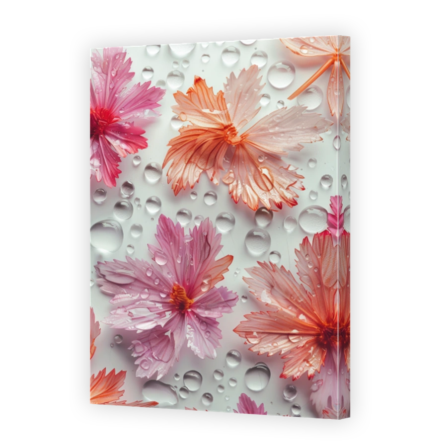 Close Up Of Chrysanthemum Leaves Lying On A Background With Water Drops 4