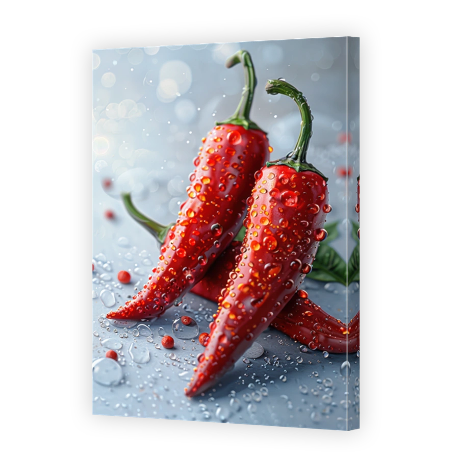 Close Up Of Chili Pepper Lying On A Background With Water Drops 4
