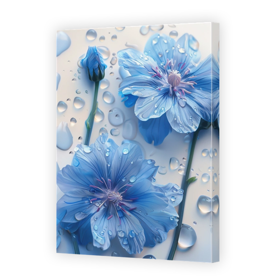 Close Up Of Chicory Lying On A Background With Water Drops