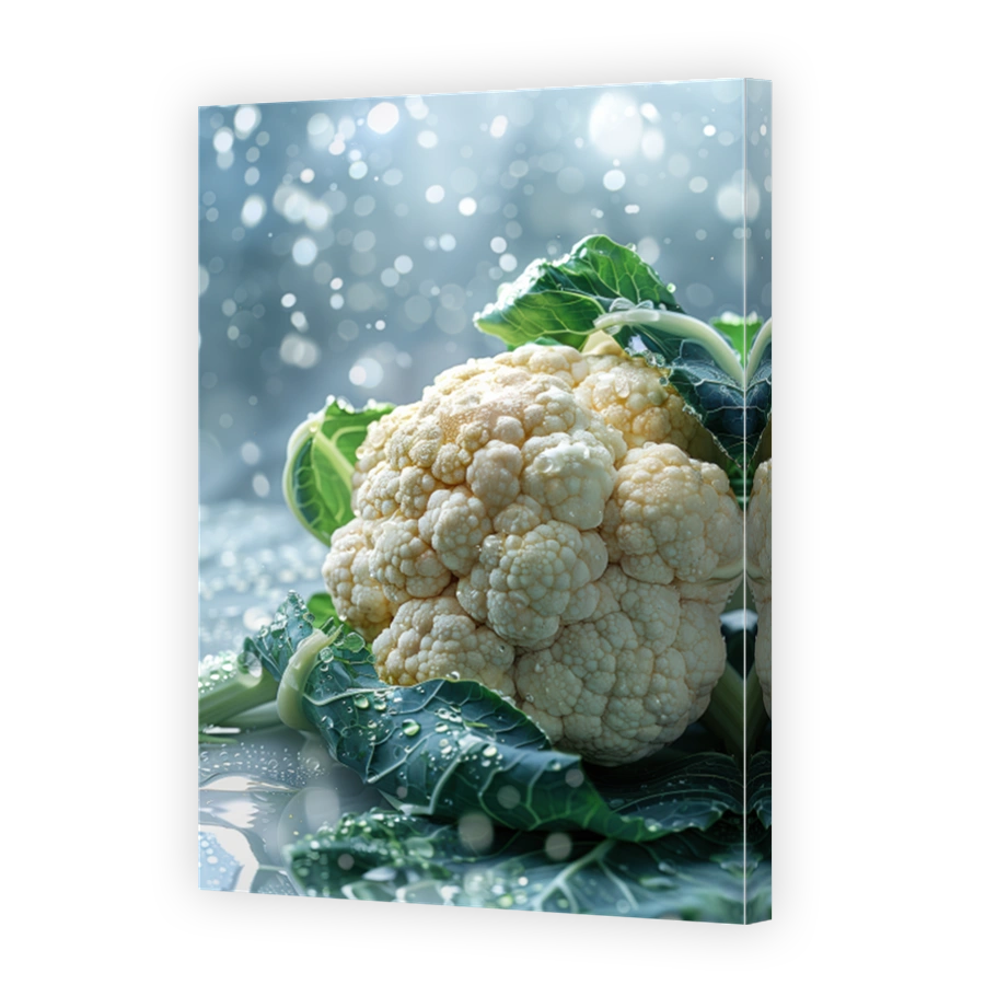 Close Up Of Cauliflower Lying On A Background With Water Drops 4