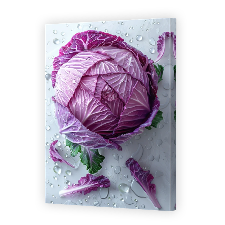 Close Up Of Cabbage Lying On A Background With Water Drops 4