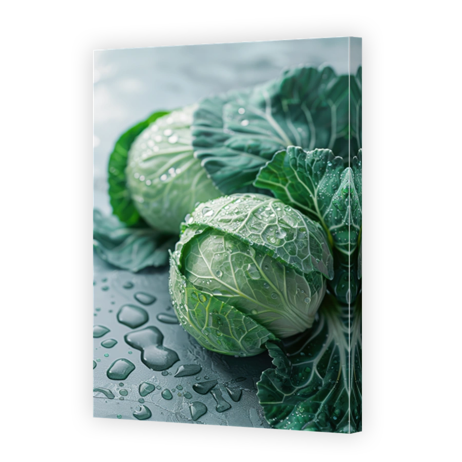 Close Up Of Cabbage Lying On A Background With Water Drops 2