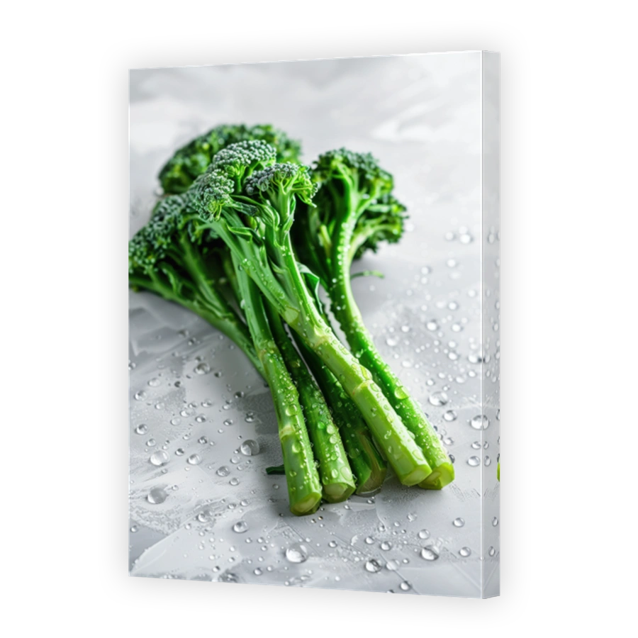 Close Up Of Broccolini Lying On A Background With Water Drops 2