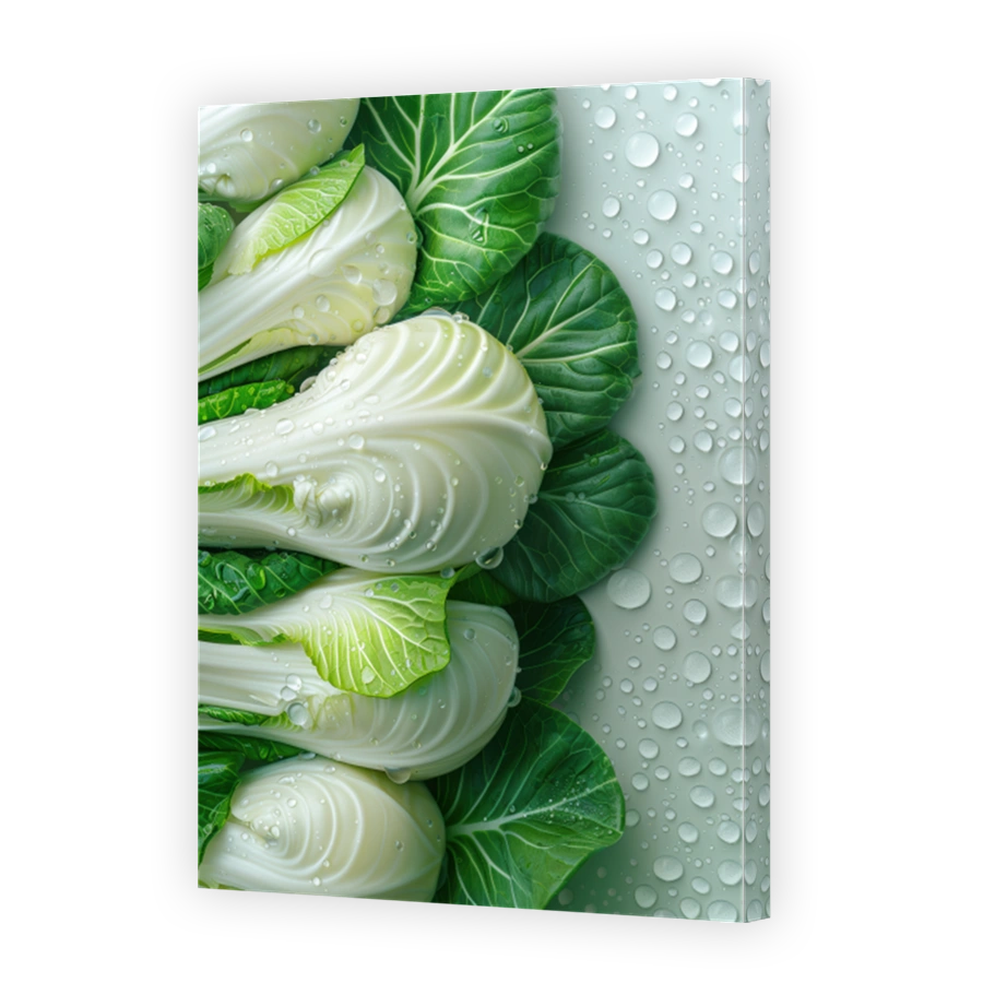 Close Up Of Bok Choy Lying On A Background With Water Drops 3