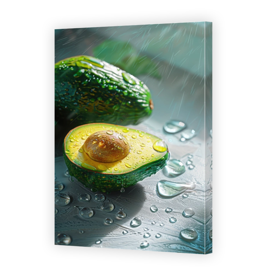 Close Up Of Avocado Lying On A Background With Water Drops 2