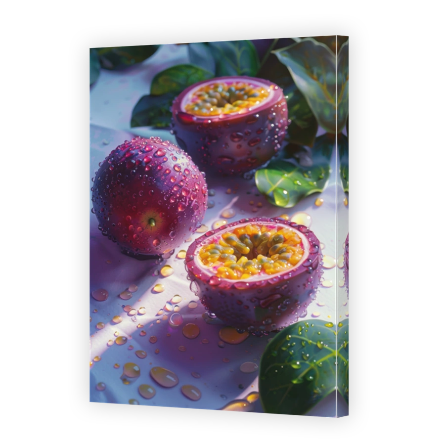 Close Up Of Passion Fruit Lying On A Background With Water Drops 2