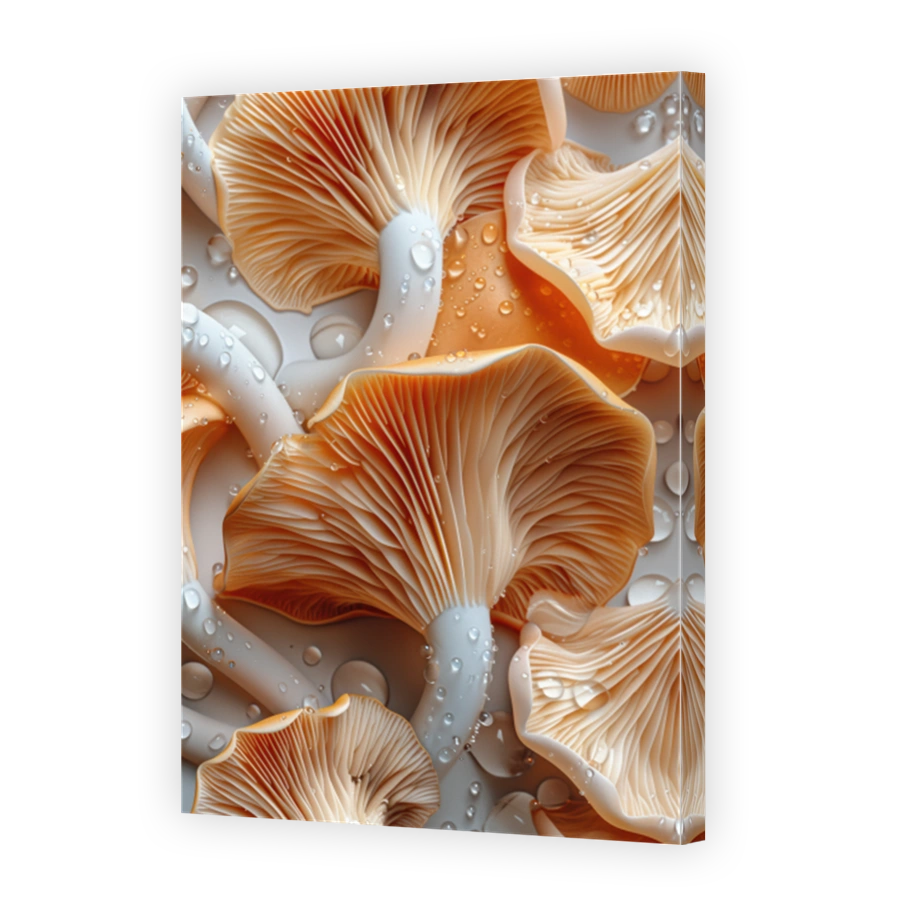 Close Up Of Oyster Mushroom Lying On A Background With Water Drops 3