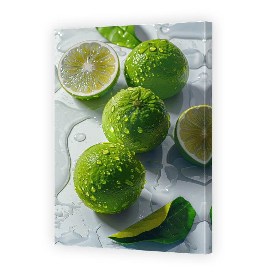 Close Up Of Lime Lying On A Background With Water Drops