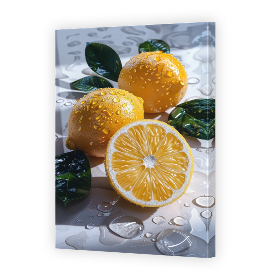 Close Up Of Lemon Lying On A Background With Water Drops 4