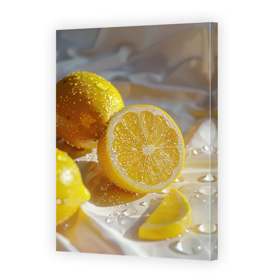 Close Up Of Lemon Lying On A Background With Water Drops 3
