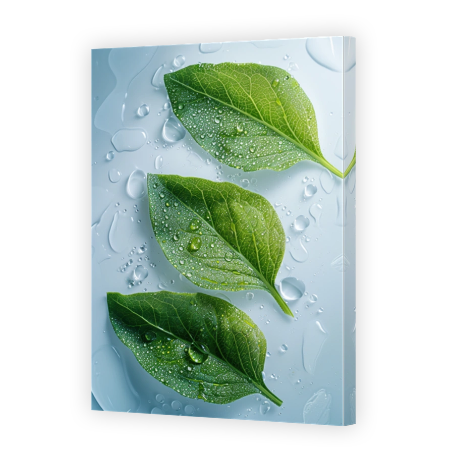 Close Up Of Lambs Lettuce Lying On A Background With Water Drops