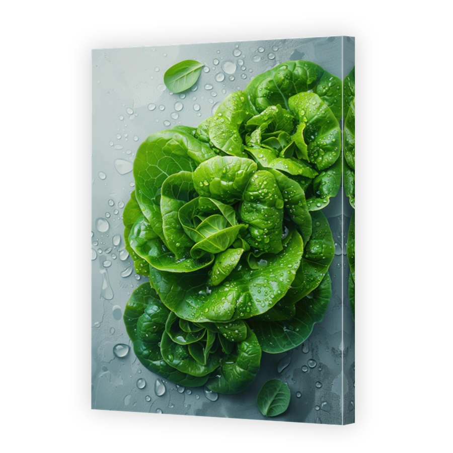 Close Up Of Lambs Lettuce Lying On A Background With Water Drops 3