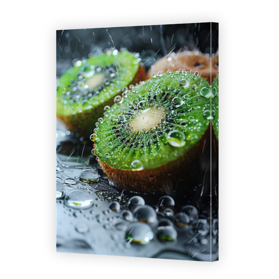 Close Up Of Kiwi Lying On A Background With Water Drops 3