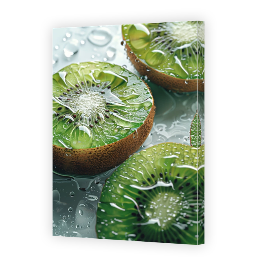 Close Up Of Kiwi Lying On A Background With Water Drops 2