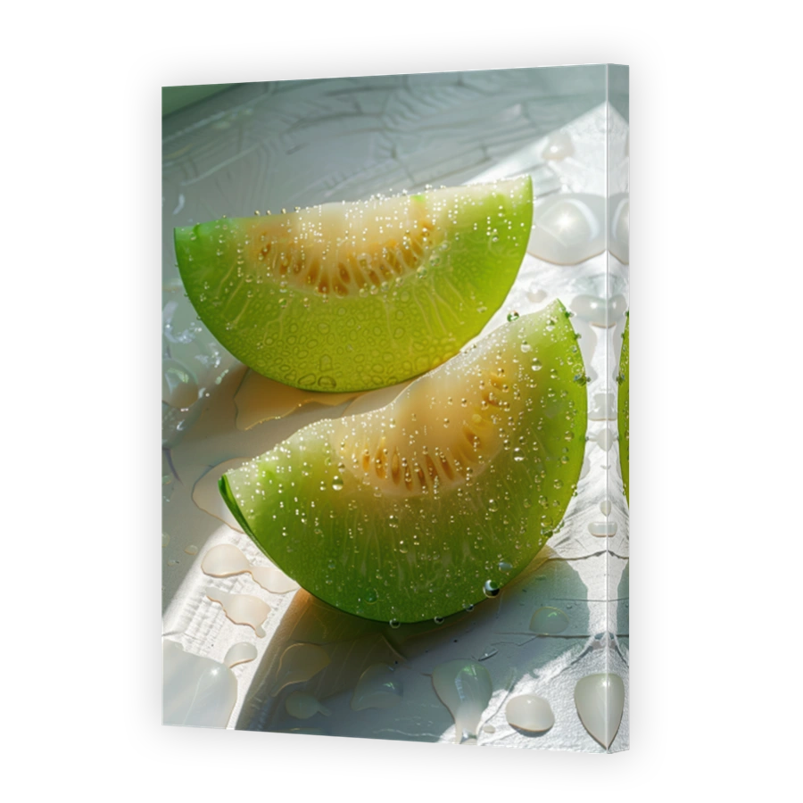 Close Up Of Honeydew Lying On A Background With Water Drops 3