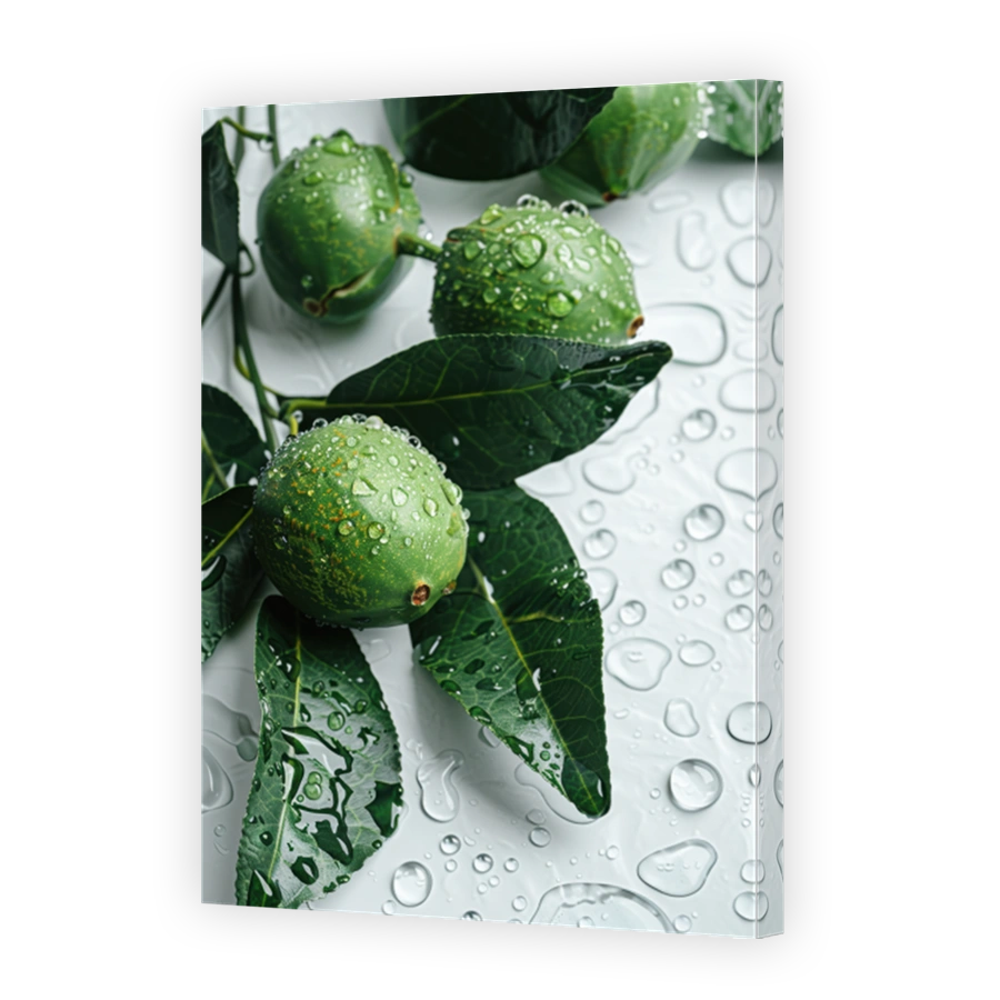 Close Up Of Feijoa Lying On A Background With Water Drops 2