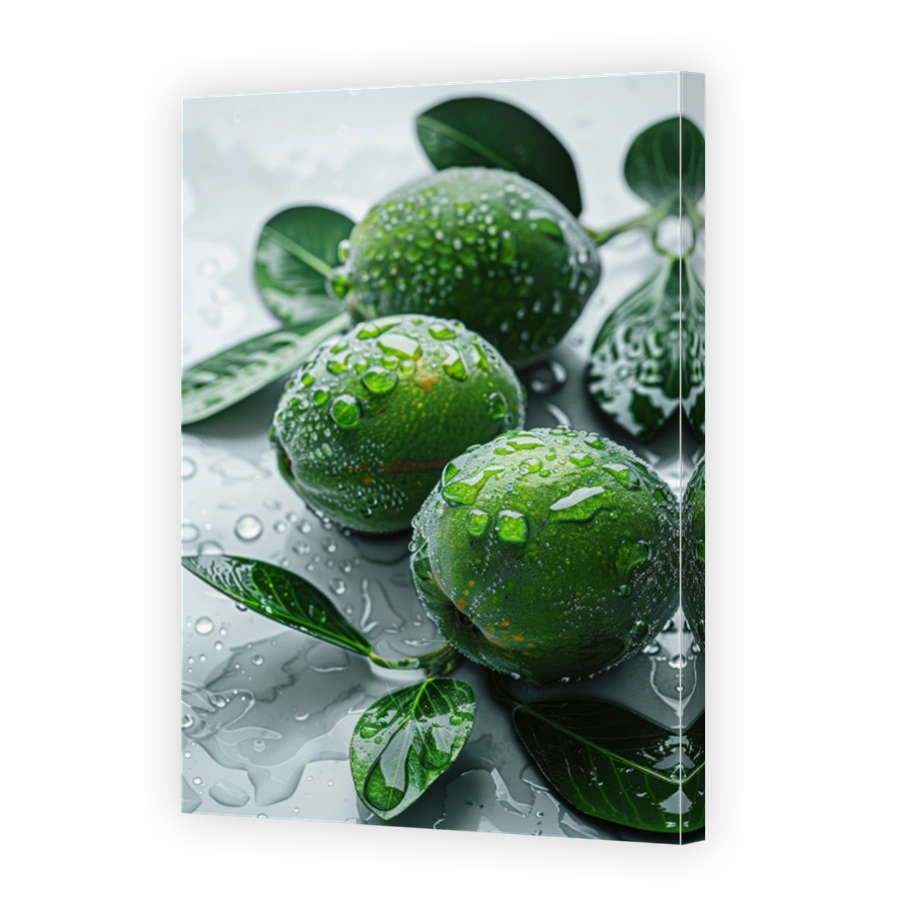 Close Up Of Feijoa Lying On A Background With Water Drops 3