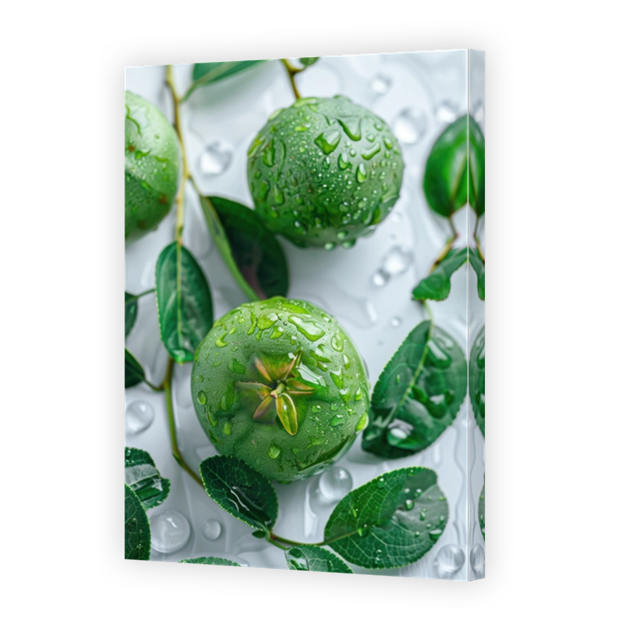 Close Up Of Feijoa Lying On A Background With Water Drops 4