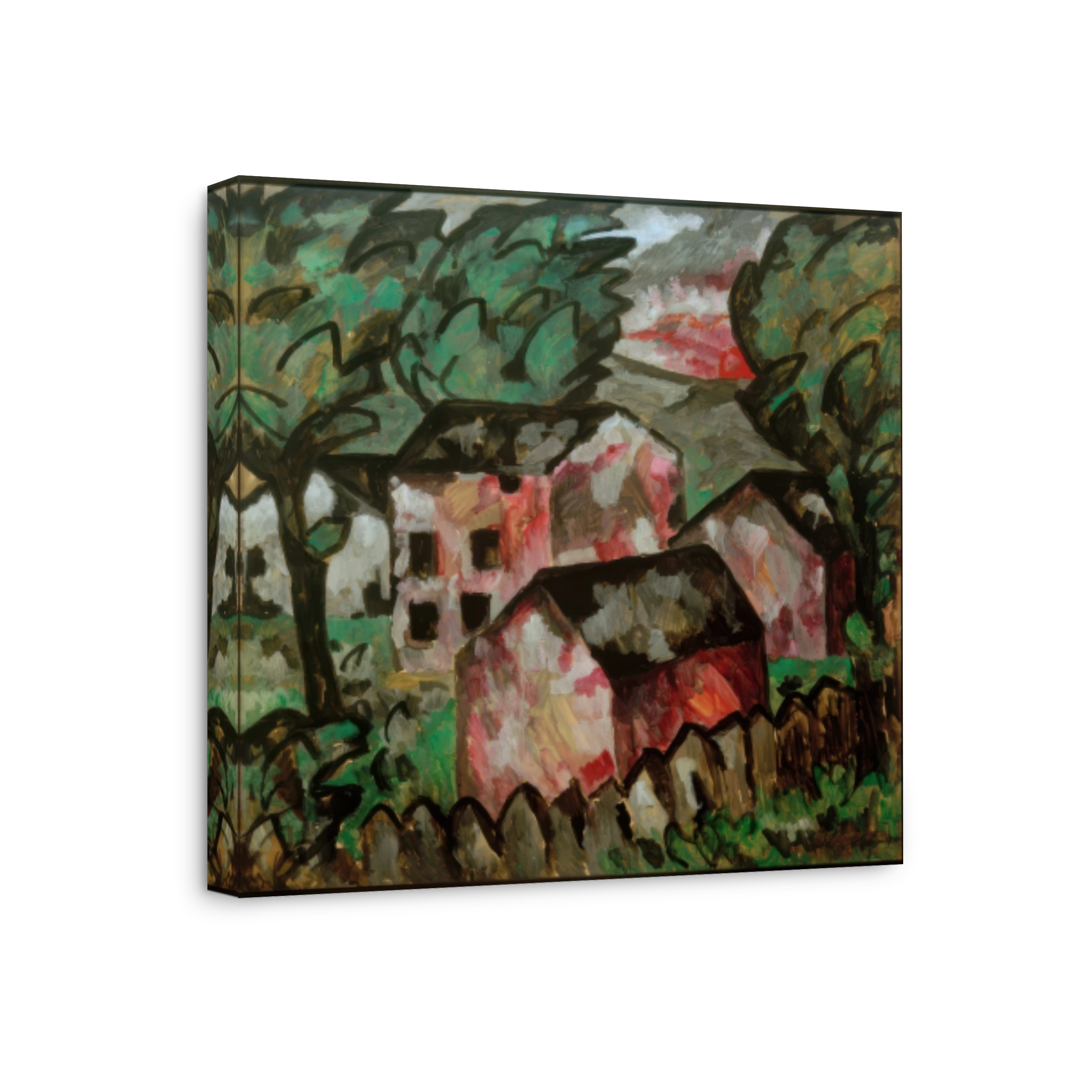 Landscape with Three Red Houses