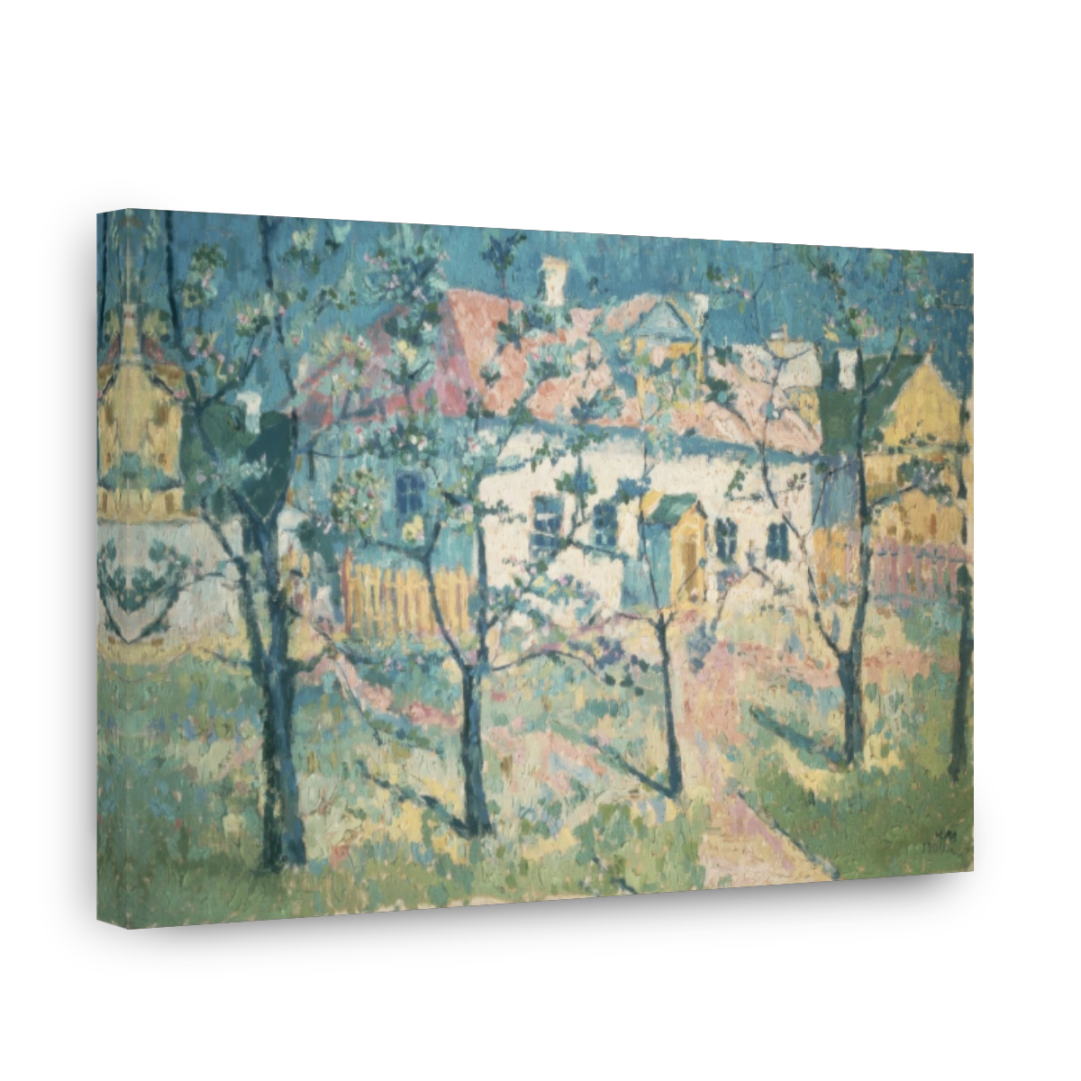 Spring Landscape with Houses and Trees