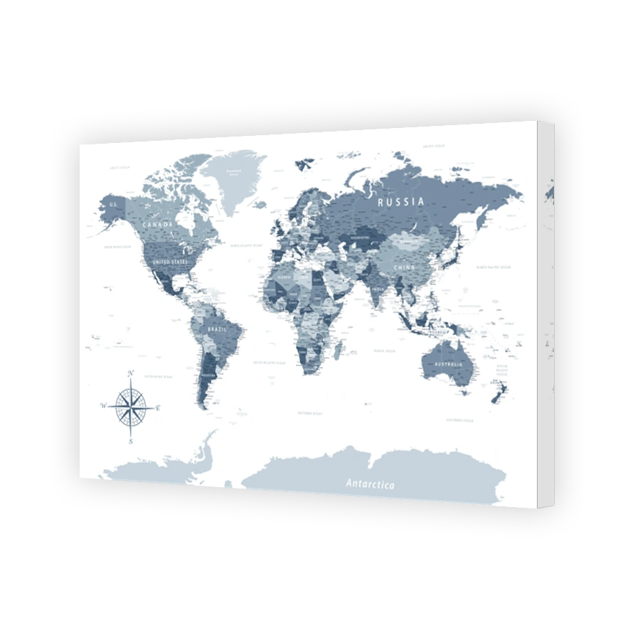 Gray and White Map of the World