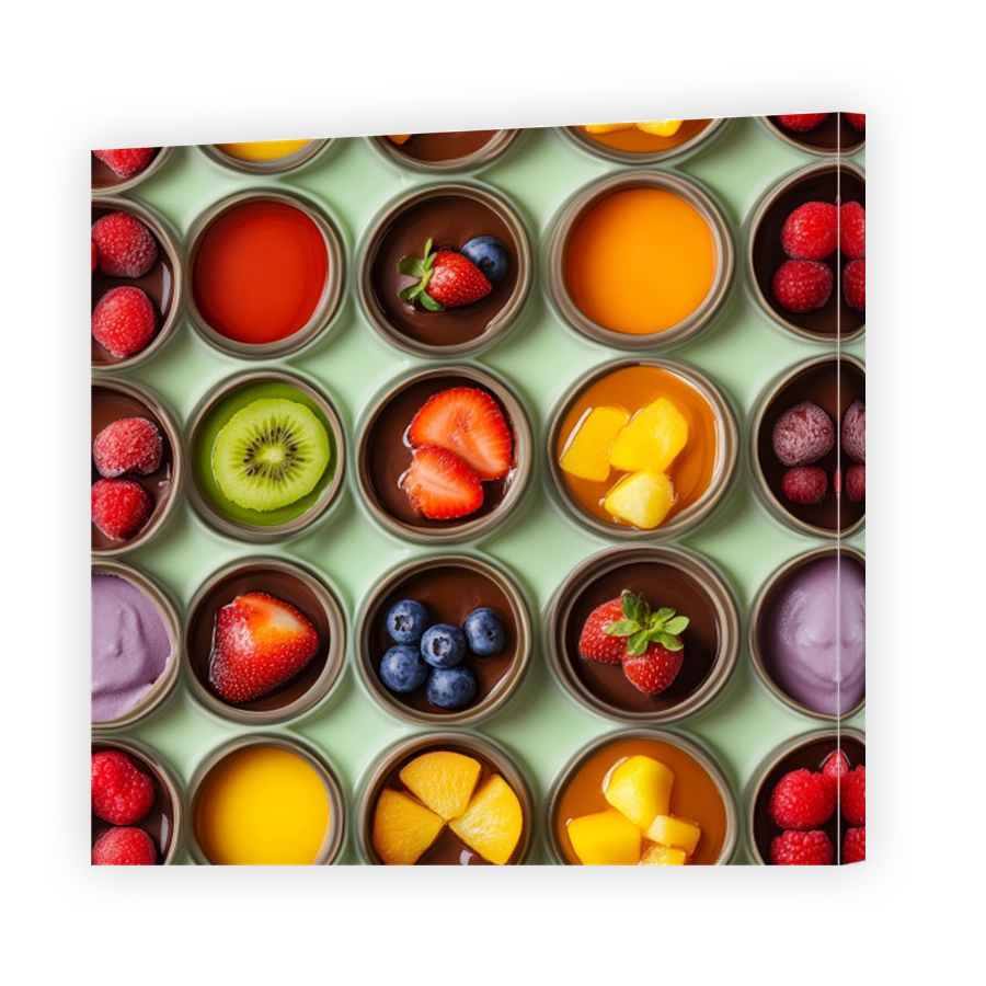 Vibrant Assorted Fruits in Chocolate
