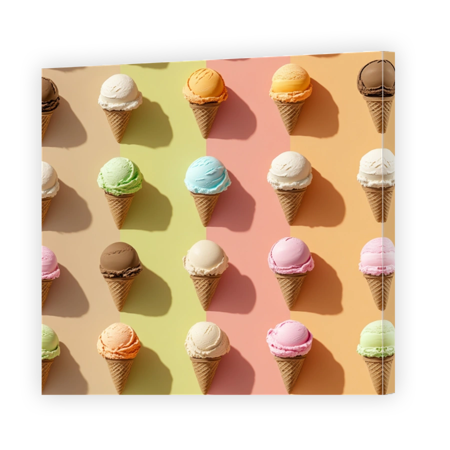 Colourful Ice Cream Cones Arrangement