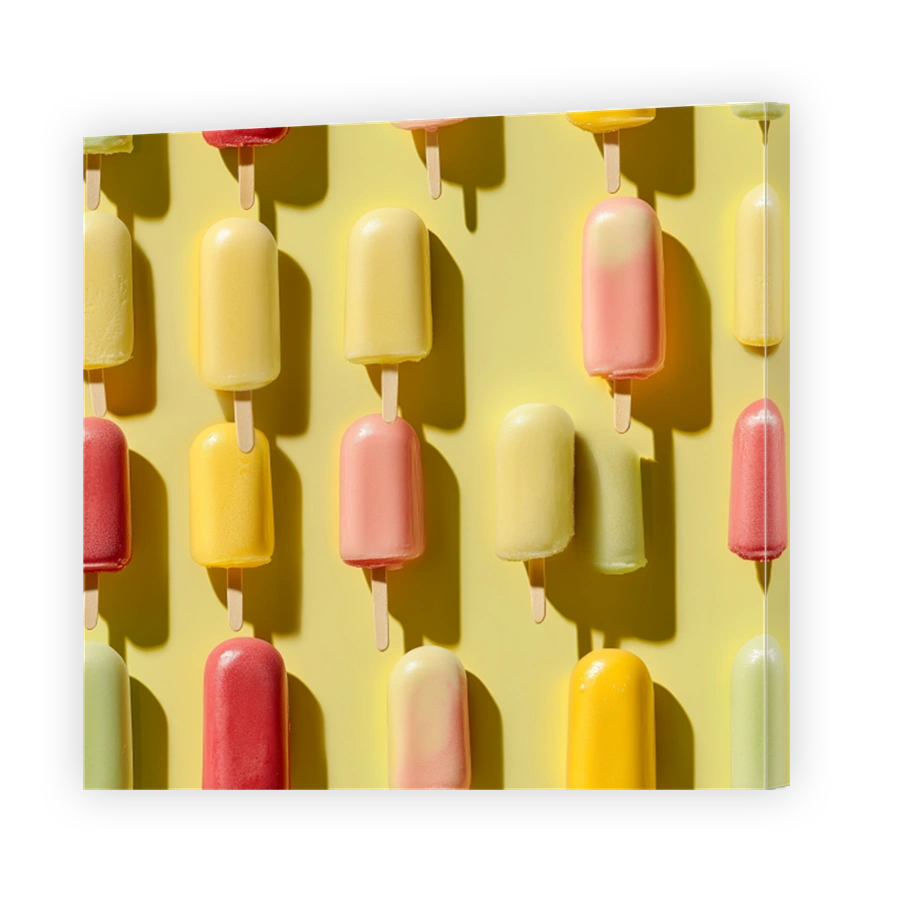 Colourful Popsicles on Yellow Background