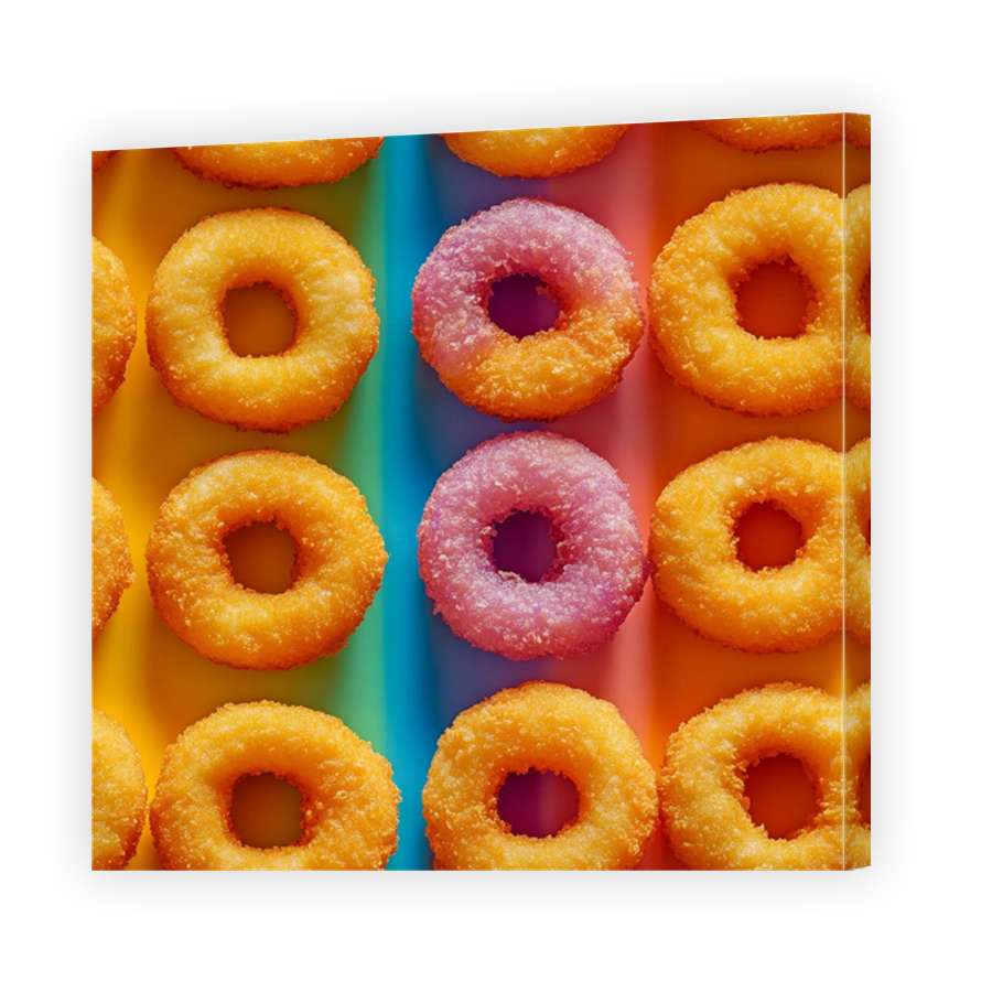 Colourful Donuts on Rainbow Background