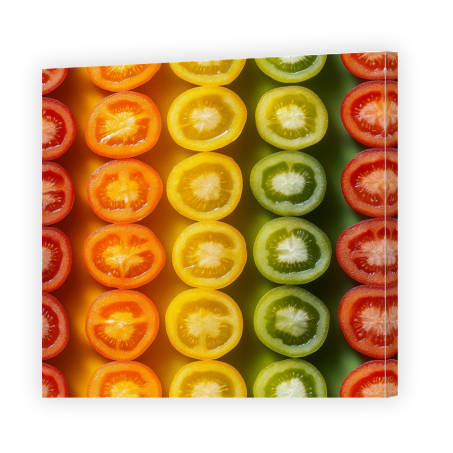 Vibrant Sliced Tomatoes in Rainbow Colours