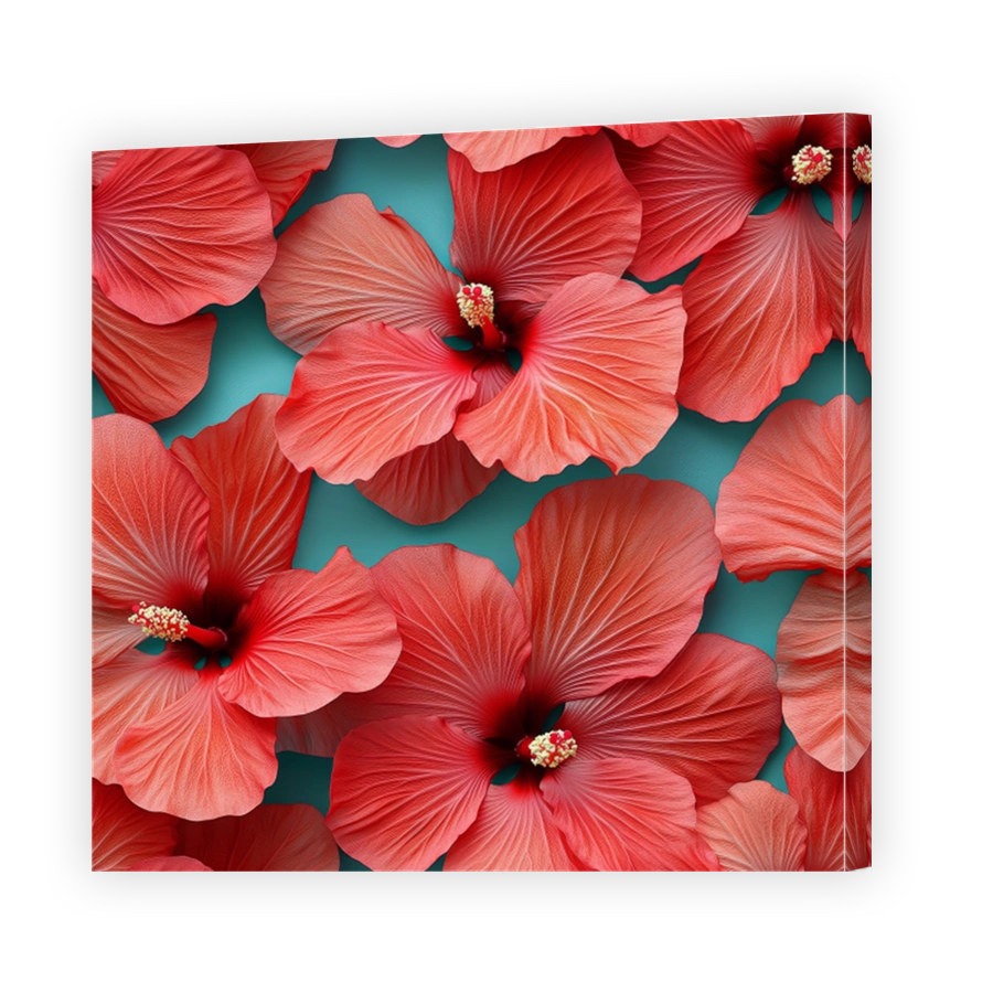 Vibrant Red Hibiscus Flowers Digital Art