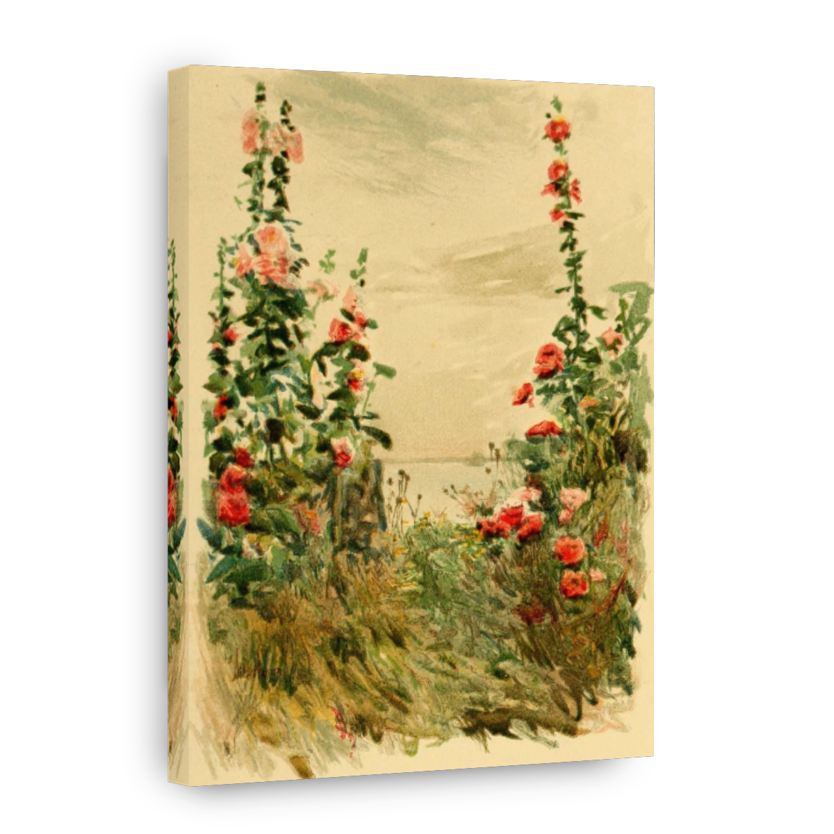 Hassam, Childe (1859 1935)   An Island Garden 1894   Hollyhocks