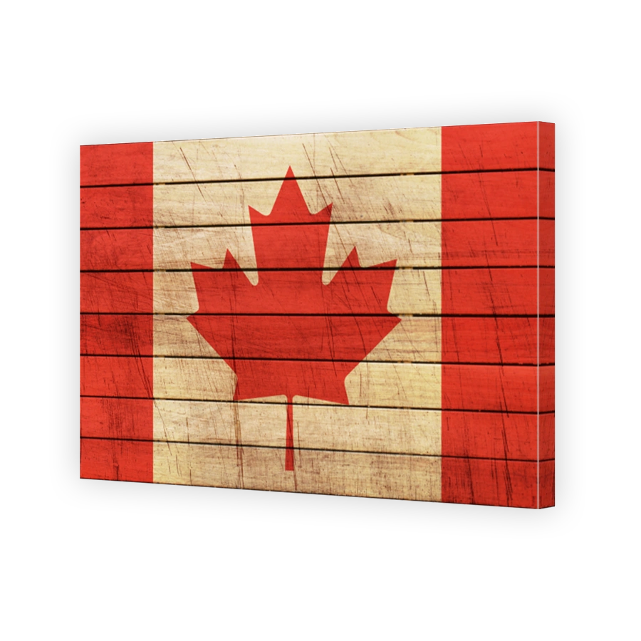 Grunge Canada Flag on Wooden Texture