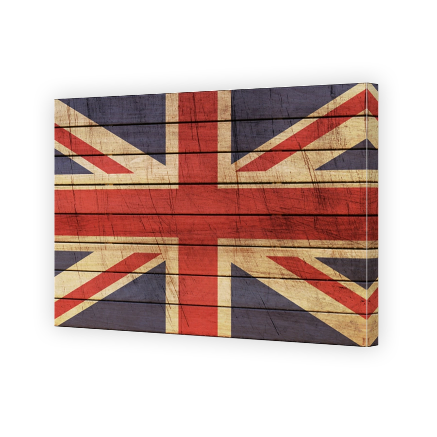 Grunge United Kingdom Flag on Wooden Texture