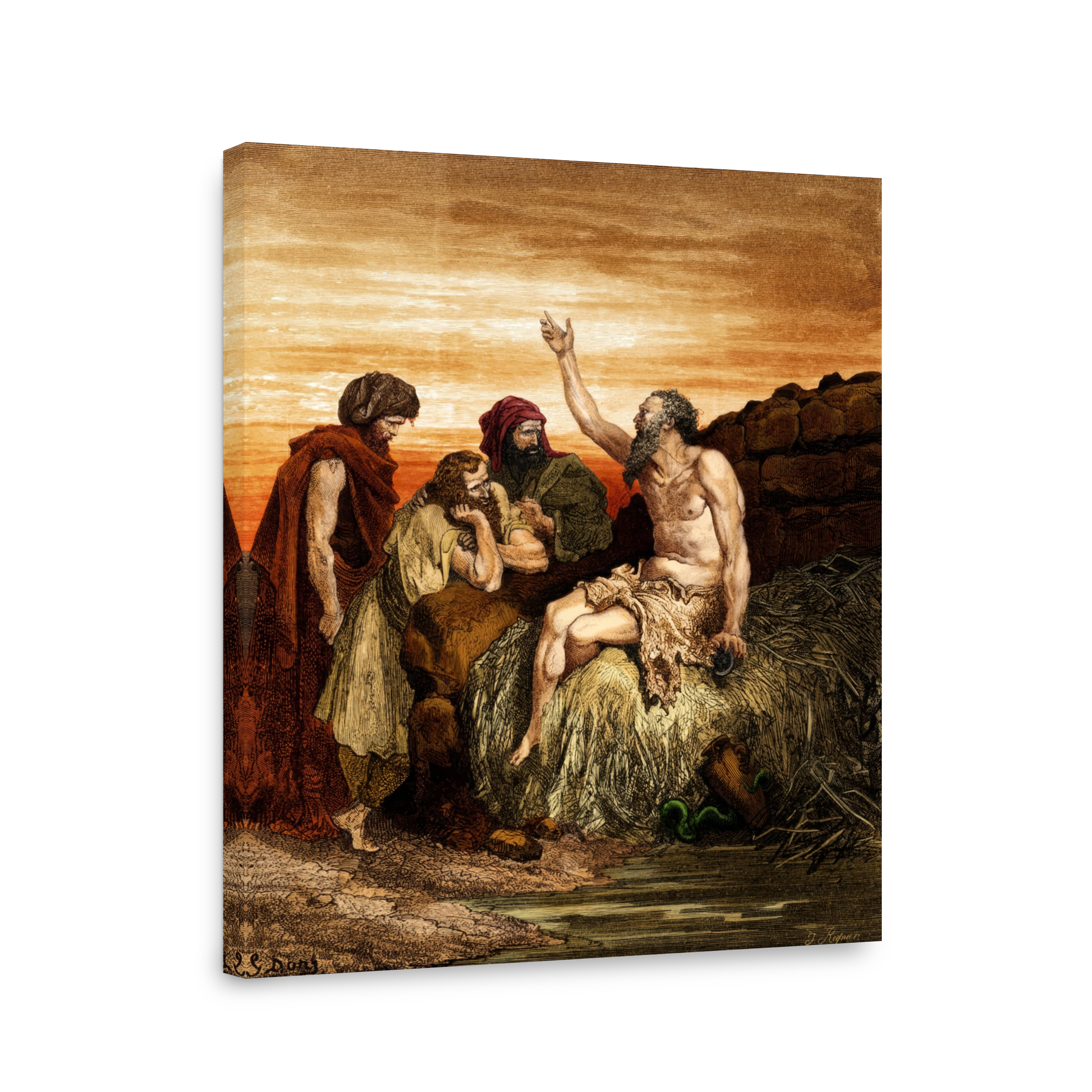 Job and His Friends Engraving by Doré